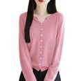 thumbnail image 2 of Lixiuxyad Womens Open Front Cardigan Women's Cardigan Lightweight Seamless Knit Open Front Jacket With Rolled Edges For Comfortable Layering And Stylish Finish,Pink, 2 of 5