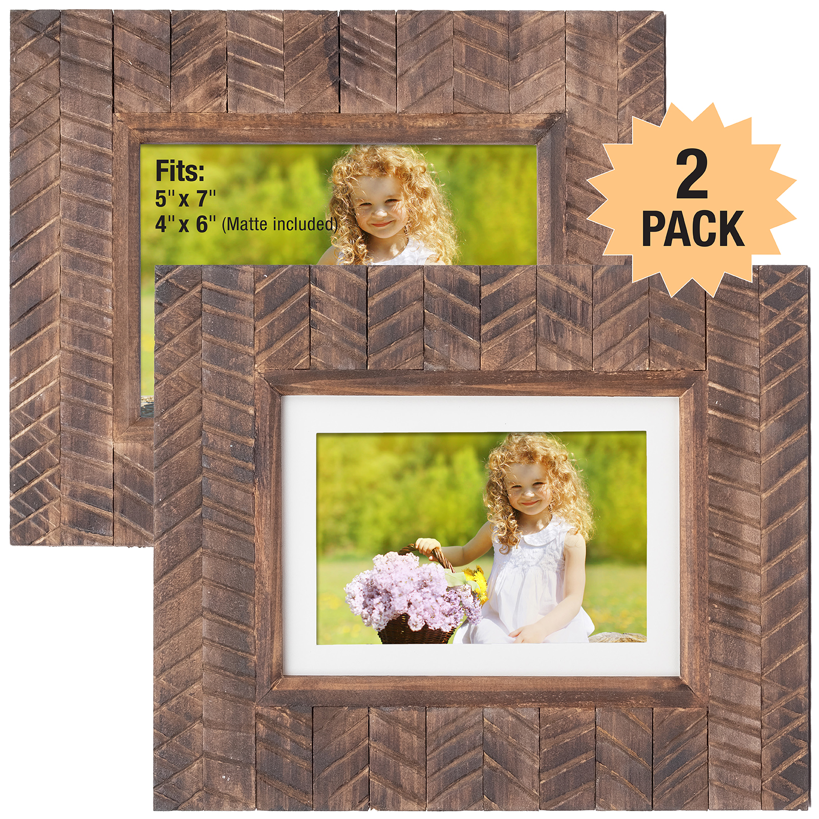2pk 5x7 photo frame joined wooden panel EGPHD0121