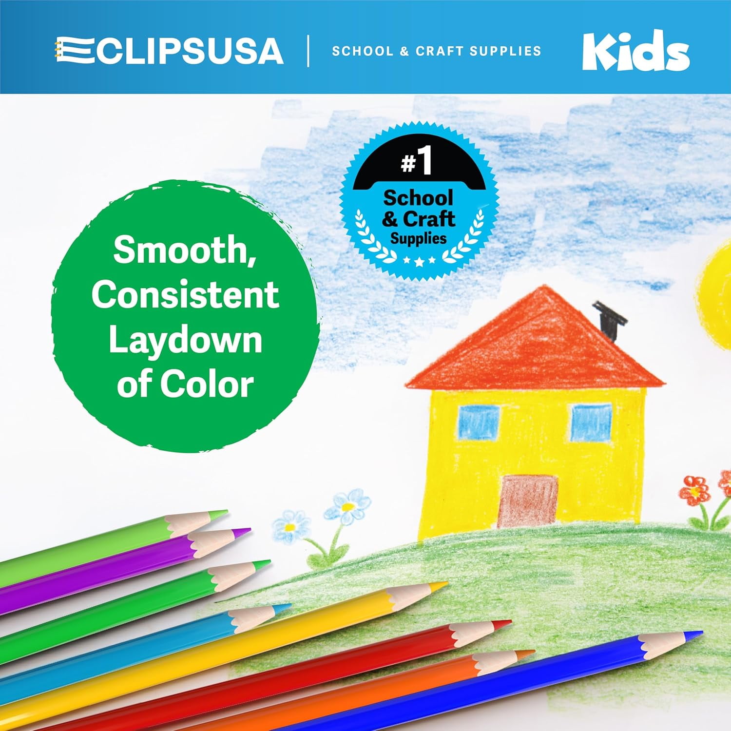 E-Clips USA Pre-Sharpened Colored Pencils, Bulk Color Pencil Set, 12-pc 24-pack