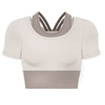 thumbnail image 4 of DAFEI Workout Tank Tops for Women Side Ruched Short Sleeve High Neck Crop Top Summer Athletic Gym Shirts, 4 of 5