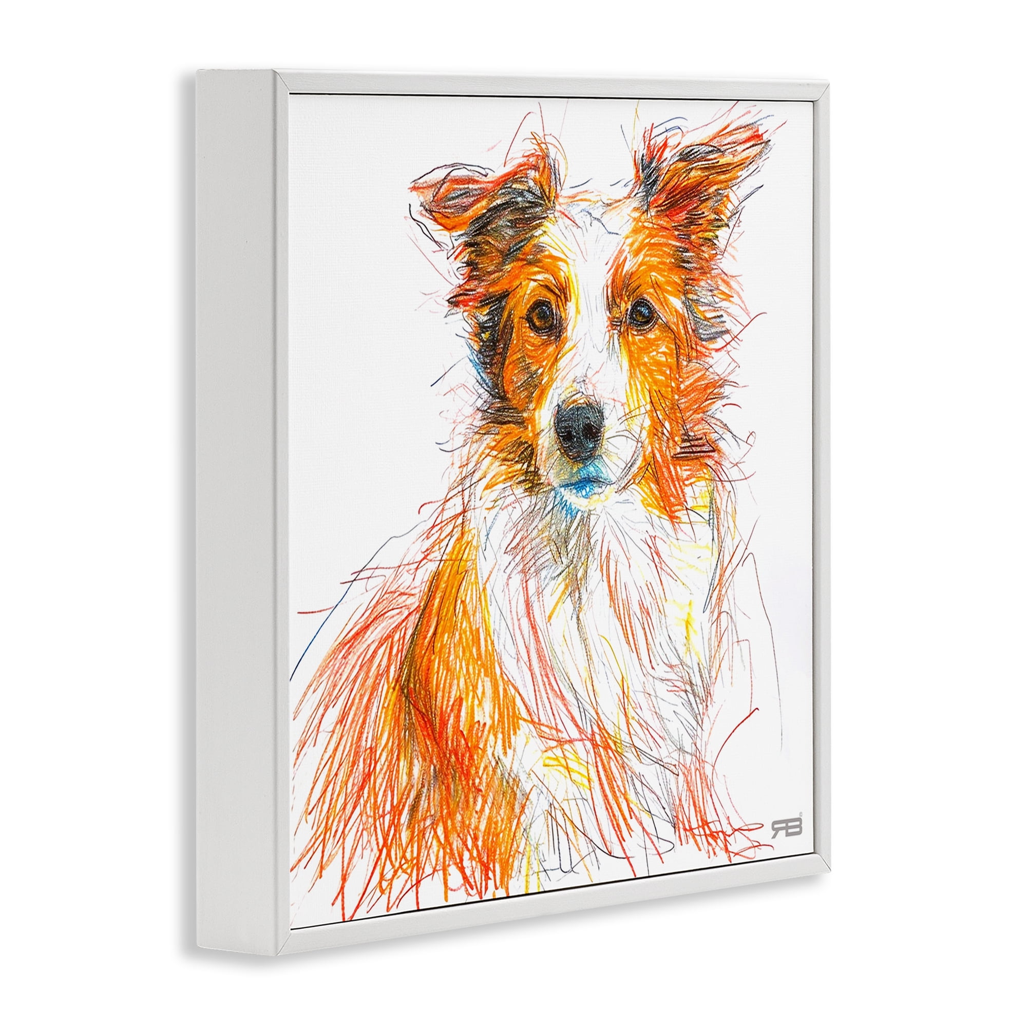 Stupell Industries Collie Dog Sketch Style Animals & Insects Painting White Framed Art Print Wall Art, 24 x 24