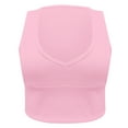 thumbnail image 4 of HAPIMO Women's Slim Basic Tank Crop Tops Sleeveless Fitness Summer Beach Tees Solid Color Deep V Neck Shirts Workout Casual Ribbed Sports Yoga Tops for Teen Girls Pink, 4 of 5