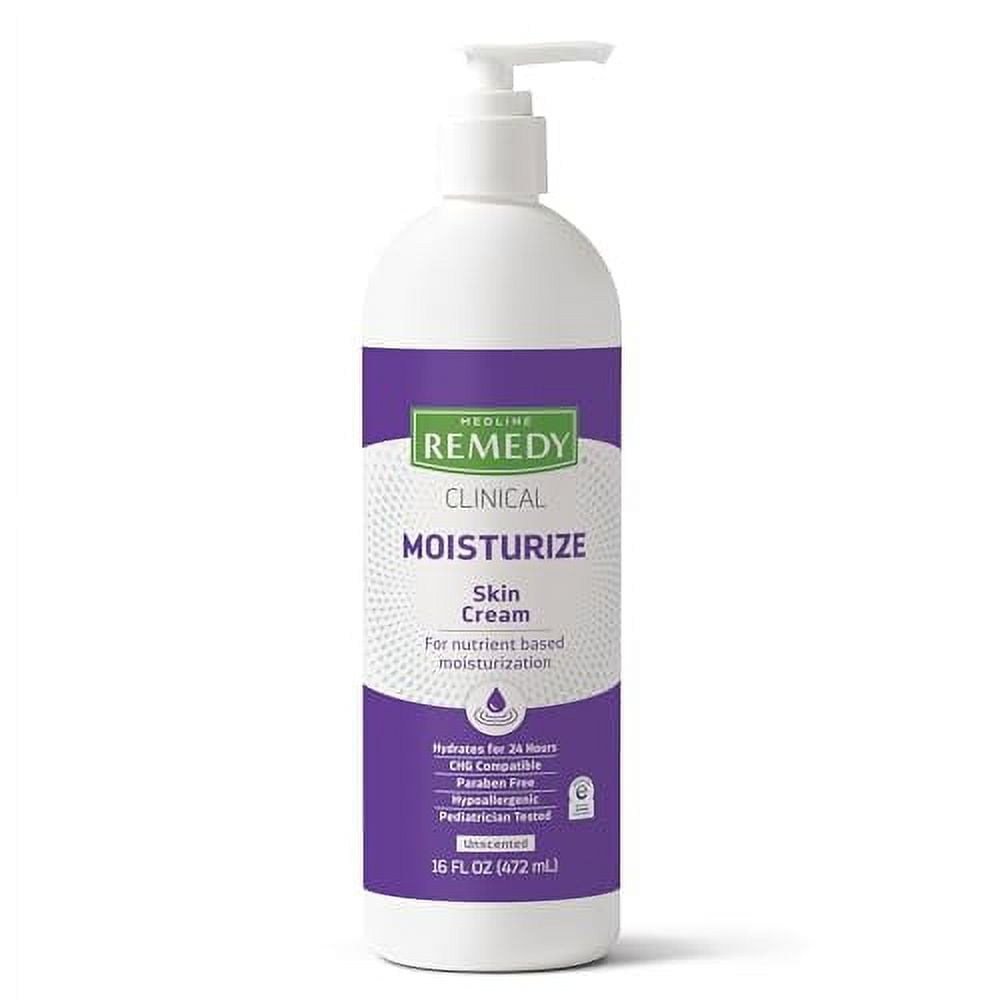 Medline Remedy Clinical Skin Cream Moisturizer, Unscented (16 fl oz Pump Bottle), Nourishing for Dry Skin, Paraben & Sulfate-Free Moisturizing Cream for Face and Body, Lotion for Sensitive S