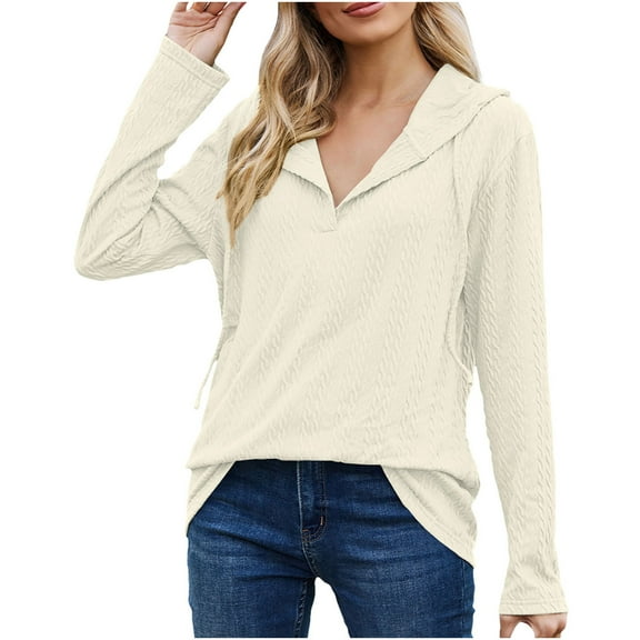 WXLWZYWL Trendy Sweatshirts For Women 2023 Women'S New Solid Color Hooded Loose Long Sleeve Sweater