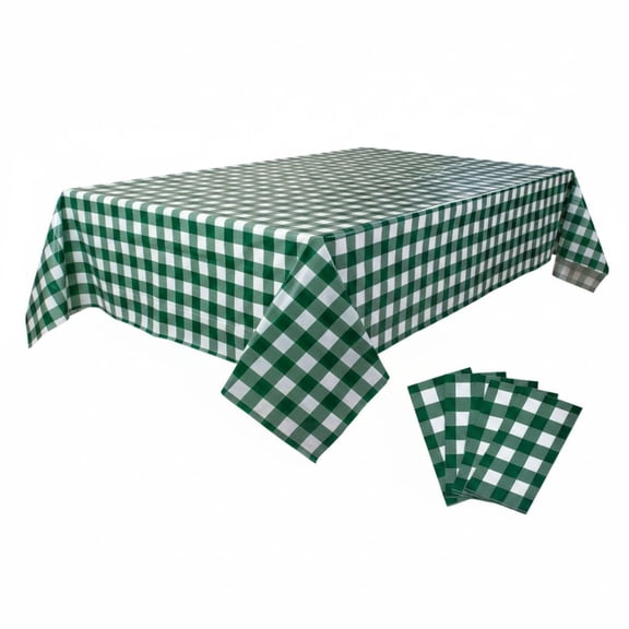 3 Pack Green White Checkered Plastic Tablecloths 54x108 Inch Waterproof Disposable Rectangle Gingham Table Covers for Birthday Picnic Christmas Party Supplies