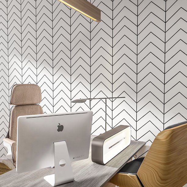 Black and White Wallpaper 17.7''x100'' Stick and Peel Bathroom