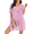thumbnail image 2 of KingShop Womens Cover Up Dress Beach Wear Cover Up Pom Pom Swimwear Bandage V-Neck Swim Bathing Suit Loose Beachwear, 2 of 6