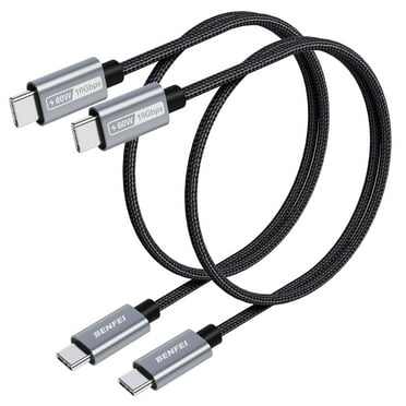 BENFEI Short USB C Fast Charging Cable(1ft, 2 Pack, 10Gbps, 60W, Silicone Cable)