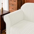 thumbnail image 4 of 1-Piece Stretch Sofa Slipcover with Stripes Pattern Striped Jacquard Couch Covers Washable Furniture Protector (Small, White), 4 of 6
