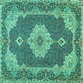 thumbnail image 1 of Ahgly Company Indoor Square Medallion Turquoise Blue Traditional Area Rugs, 3' Square, 1 of 4