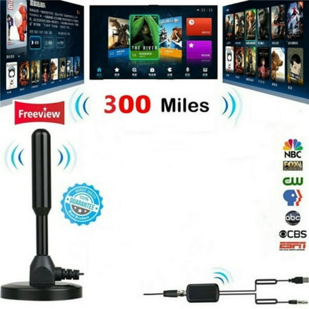 300 Mile HDTV Indoor Antenna Aerial HD Digital TV Signal Amplifier Booster Cable For ABC CBS NBC Fox CW