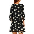 thumbnail image 3 of Leutsin Femmes Casual V-Neck Net Fil Évasé Manches d'Impression Robe en Vrac, 3 of 8