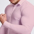thumbnail image 4 of Breezora Men's Dress Shirt Muscle Fit Slim Fit Long Sleeve Casual Button Down for Sport Business and Everyday Wear XL Size Pink, 4 of 6