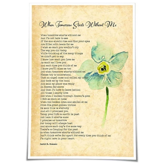 When Tomorrow Starts Without Me Poem Wall Art  Posters Art Deco Art  Canvas poster