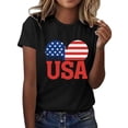 thumbnail image 6 of Htigea Patriotic Shirts for Women Fourth of July Cotton Short Sleeve Top USA Flag Graphic Tees Star Striped 250th Anniversary T-Shirts ZD Black T-Shirts L, 6 of 7