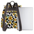 thumbnail image 3 of Cauagu Cute Cow Print Sunflower A Print Women's PU Leather Backpack,Fashion Multipurpose Design Handbag Stylish Purse Ladies Shoulder Bags Travel Backpack, 3 of 4