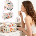 thumbnail image 5 of Large Makeup Bag for Women, Floral Cosmetic Pouch with Bow Detail, Travel Toiletry Bag for Skincare & Beauty Essentials, Zippered Organizer for Vanity & Bathroom Countertop, 5 of 5