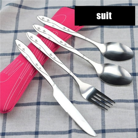

4 Pcs Stainless Steel Knifes Fork Spoon Family Travel Camping Cutlery