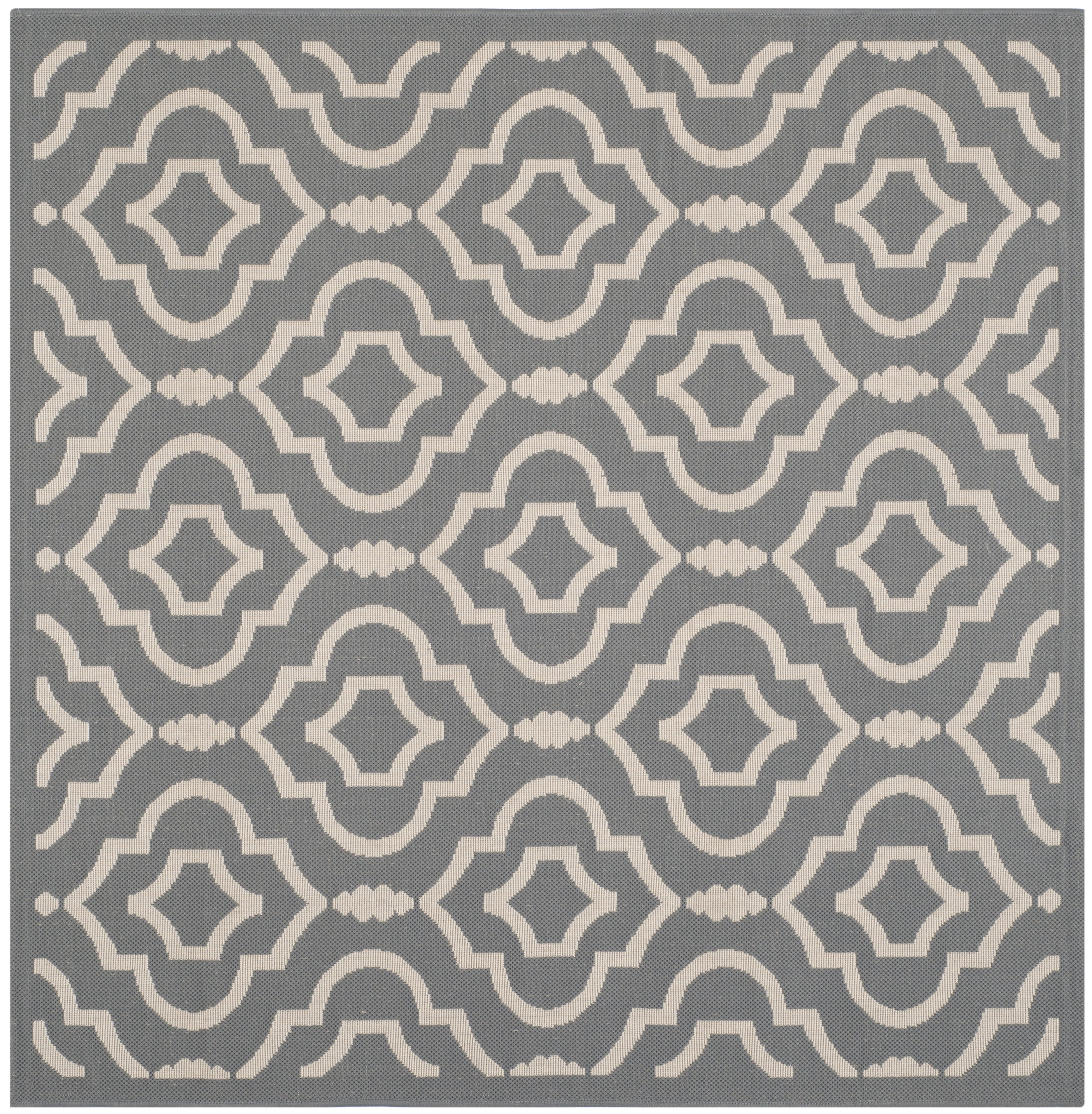 Safavieh Courtyard Lavern Geometric Indoor/Outdoor Area Rug, Anthracite/Beige, 5'3" x 5'3" Square