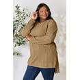 thumbnail image 5 of Garden Naked Basic Bae Full Size Ribbed Round Neck Long Sleeve Slit Top, 5 of 10
