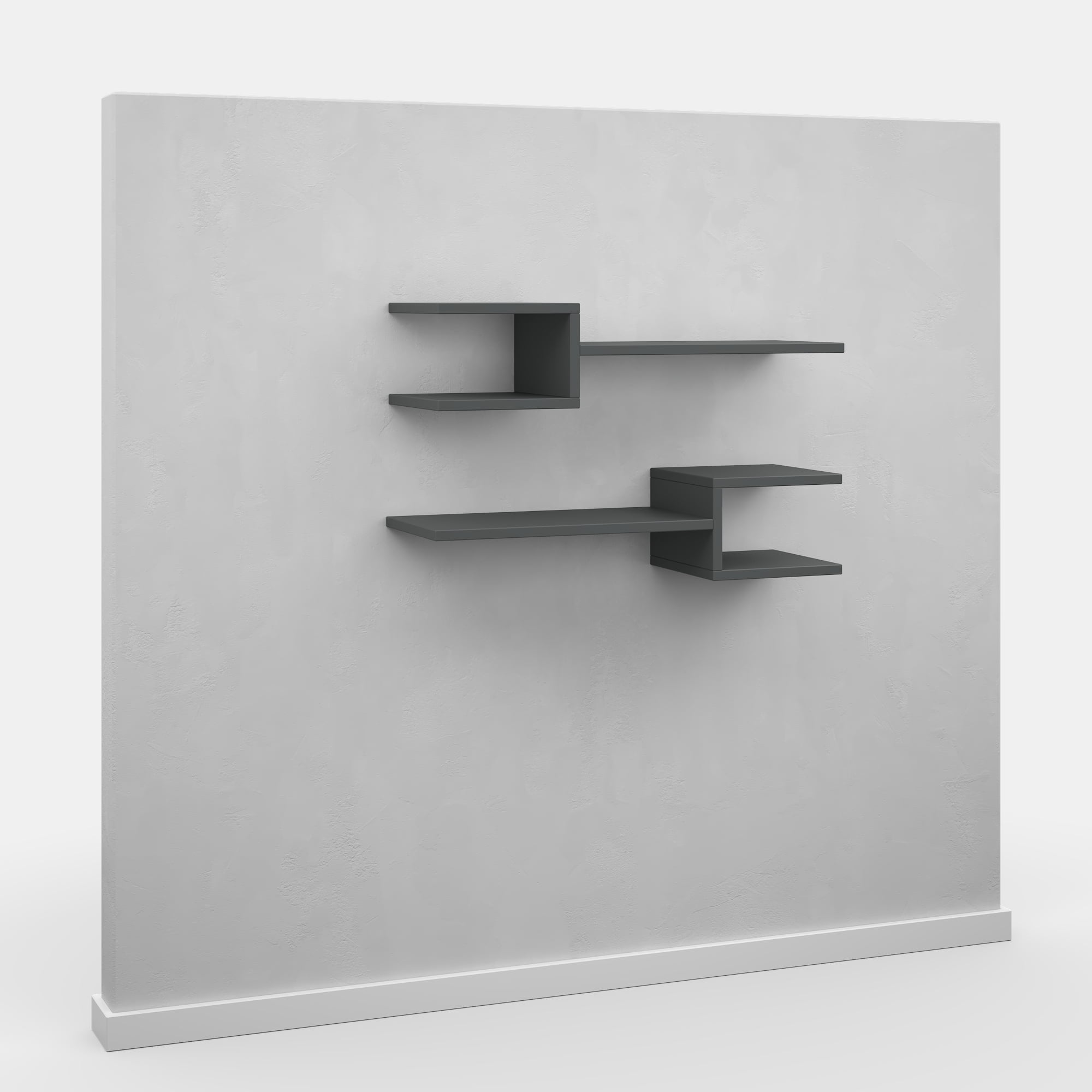 Ada Home Decor Furniture 29.53" 2 Tier Anthracite Webbs Modern Wall Shelf