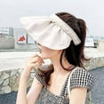 thumbnail image 2 of 2 in 1 Sun Visor Hat Wide Brim Summer UV Protection Beach Cap Foldable Dual Purpose Headband for Women(Black), 2 of 4
