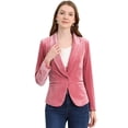 thumbnail image 1 of Abrigo De Oficina Para Mujer Chaqueta De Terciopelo Con Botones Y Cuello Chal Sólido Rosa M, 1 of 7
