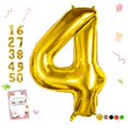 thumbnail image 1 of Number Balloon Sympuame, globo número 4 de lámina dorada de 40 pulgadas, 1 of 9