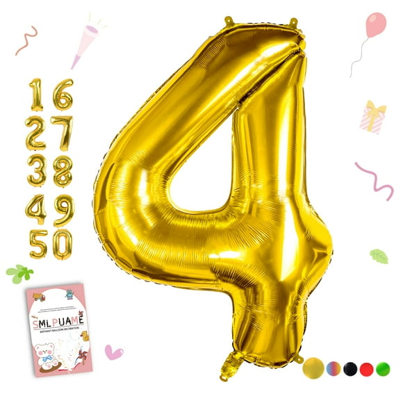 Number Balloon Sympuame, globo número 4 de lámina dorada de 40 pulgadas