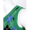 thumbnail image 5 of HULIJA Women's Fashion Argyle Plaid Knitted Vest Sweater Vintage Sleeveless Waistcoat Chic Tops Green M, 5 of 7