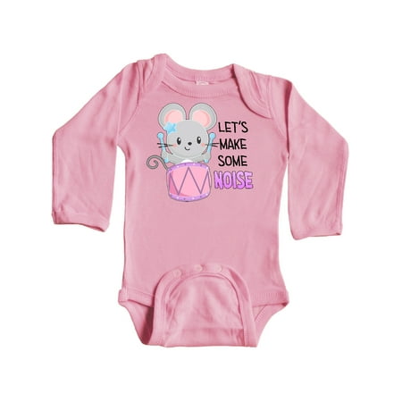 

Inktastic Let s Make Some Noise Cute Mouse Drummer Gift Baby Boy or Baby Girl Long Sleeve Bodysuit