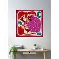 thumbnail image 2 of Friendly Witch Flying Trough The Sky With Toad, Raven And Cat - Red, Pink, Blue Poster Wall Art, Modern Wall Decor For Living Room Bedroom, 16x24 UNFRAMED, 2 of 3