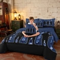 thumbnail image 3 of Manfei Retro Camo US Flag Queen Bedding, Patriotic Soldier Silhouette Bedding Comforter Set Queen, Blue Camo, Navy Reversible 7pcs, 3 of 6
