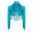 thumbnail image 4 of Haitryli Kids Girls Long Sleeve Sequins Ballet Jazz Hip Hop  Dance Crop Top Tassel Finger Holes Gymnastics Tee Shirt Blouse Light Blue 12, 4 of 7