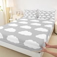 thumbnail image 3 of Homewish Cute Cloud Full Size Sheets 4-Piece for Kids Children Teens,Cartoon Kawaii Breathable Bed Sheets,Grey White Lightweight Sheet Sets,Super Cozy Room Decor, 3 of 7