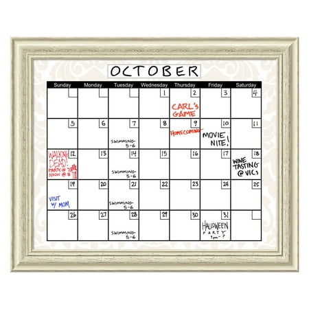 Amanti Art Framed Gl Dry Erase Board Beige Damask Calendar Amanti Art Framed Gl Dry Erase Board Beige Damask Calendar