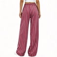 thumbnail image 2 of Bbyeadc Women's Striped Flared Pants Waist Tie Loose Oversized Leg Soft Daily Wear Relaxed Trousers with Side Pockets,Red (S), 2 of 6