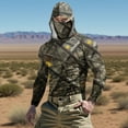 thumbnail image 2 of lcziwo Men Sun Protection Shirts with Face Mask UPF 50+ Big and Tall Long Sleeve Camo Print Hoodie Casual Summer Beach Fishing Tops Camouflage L, 2 of 10