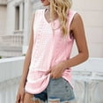 thumbnail image 3 of Tuphregyow Women's Floral Print Eyelet Tank Tops Tunic Solid Comfortable Loose Sleeveless Casual Comfortable Blouse, 3 of 4