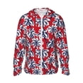 thumbnail image 2 of Lsque Palm Tree Pattern on Red UPF 50+ Lightweight Sun Protection Men's Women's Long Sleeve Shirt, Hoodie Performance -Medium, 2 of 9