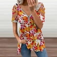 thumbnail image 2 of Fall Maple Leaf ! Womens Summer V Neck Zipper Top Short Sleeve T Shirt Off Shoulder Top Casual Classy Loose Shirts, 2 of 7