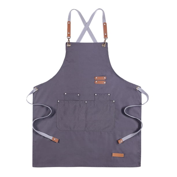 Delantal para mujeres adultas duradero y cómodo elástico pintor delantal gris Colcomx Delantal de trabajo de mezclilla