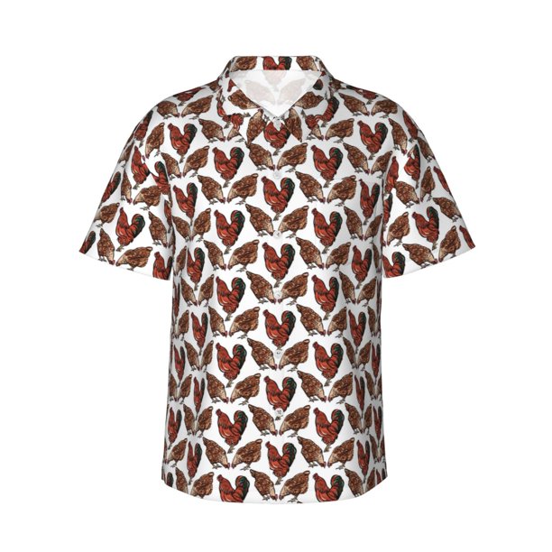 Fotbe A Rooster With Chickens Camisa Hawaiana para Hombre Unisex – Camisa Casual de Verano con Botones de Manga Corta de Algodón y Lino,X-Large