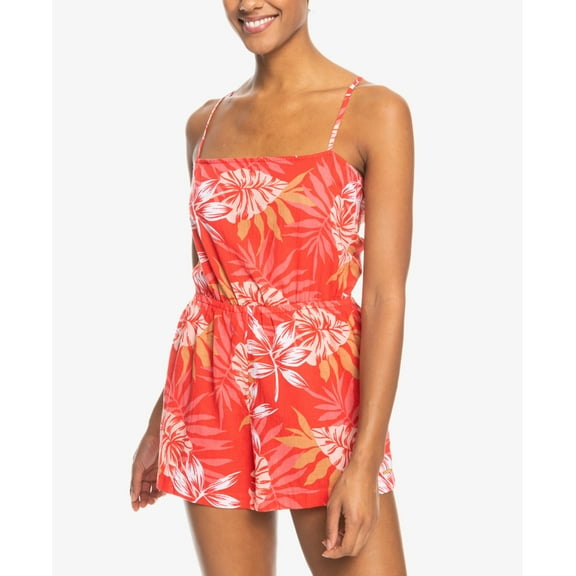 Roxy Women's On Way Love Tie Back Romper Red Size X-Large