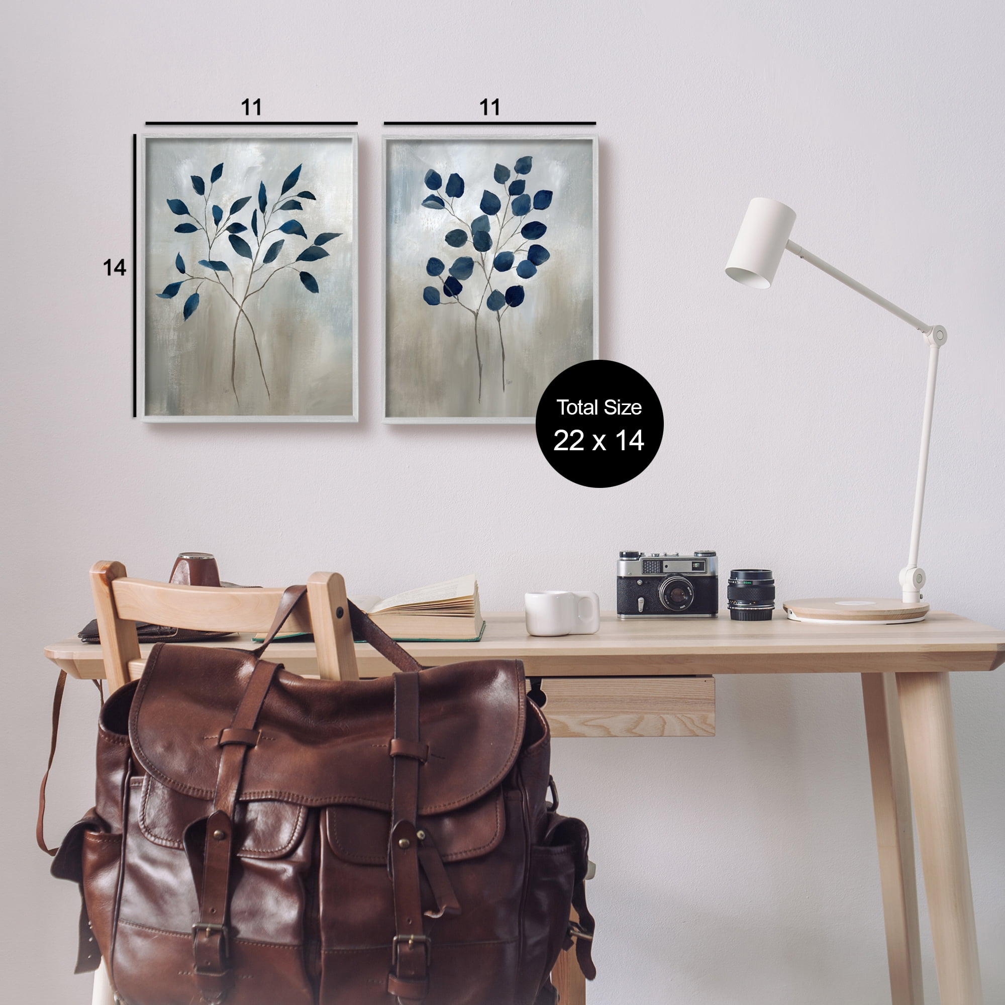 Stupell Industries Grey Botanical Sprigs Botanical & Floral Painting Gray Framed Art Print Wall Art, 11 x 14, Set of 2