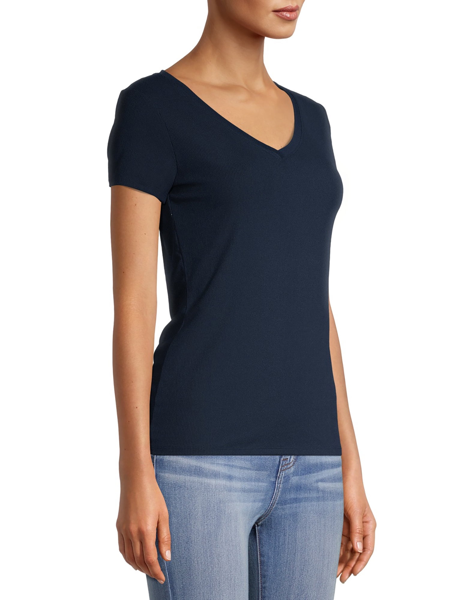 No Boundaries Juniors' Brushed V-Neck Short Sleeve T-Shirt