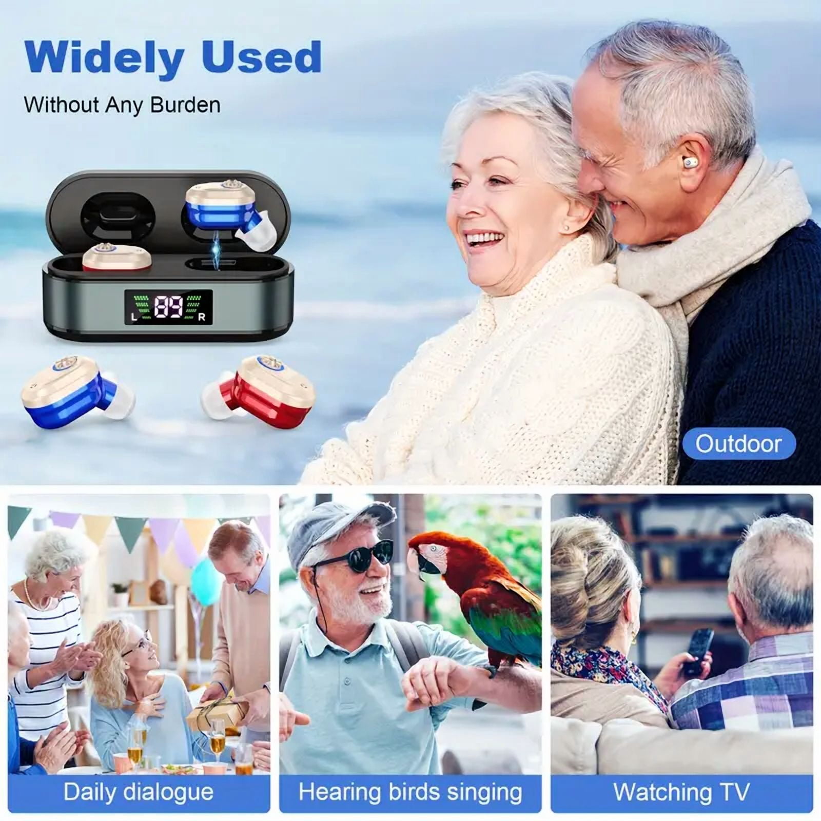 SUWU Rechargeable Hearing Aids for Seniors - Invisible, Comfort-Fit with Noise Reduction & Adjustable Volume, USB Charging Case Included