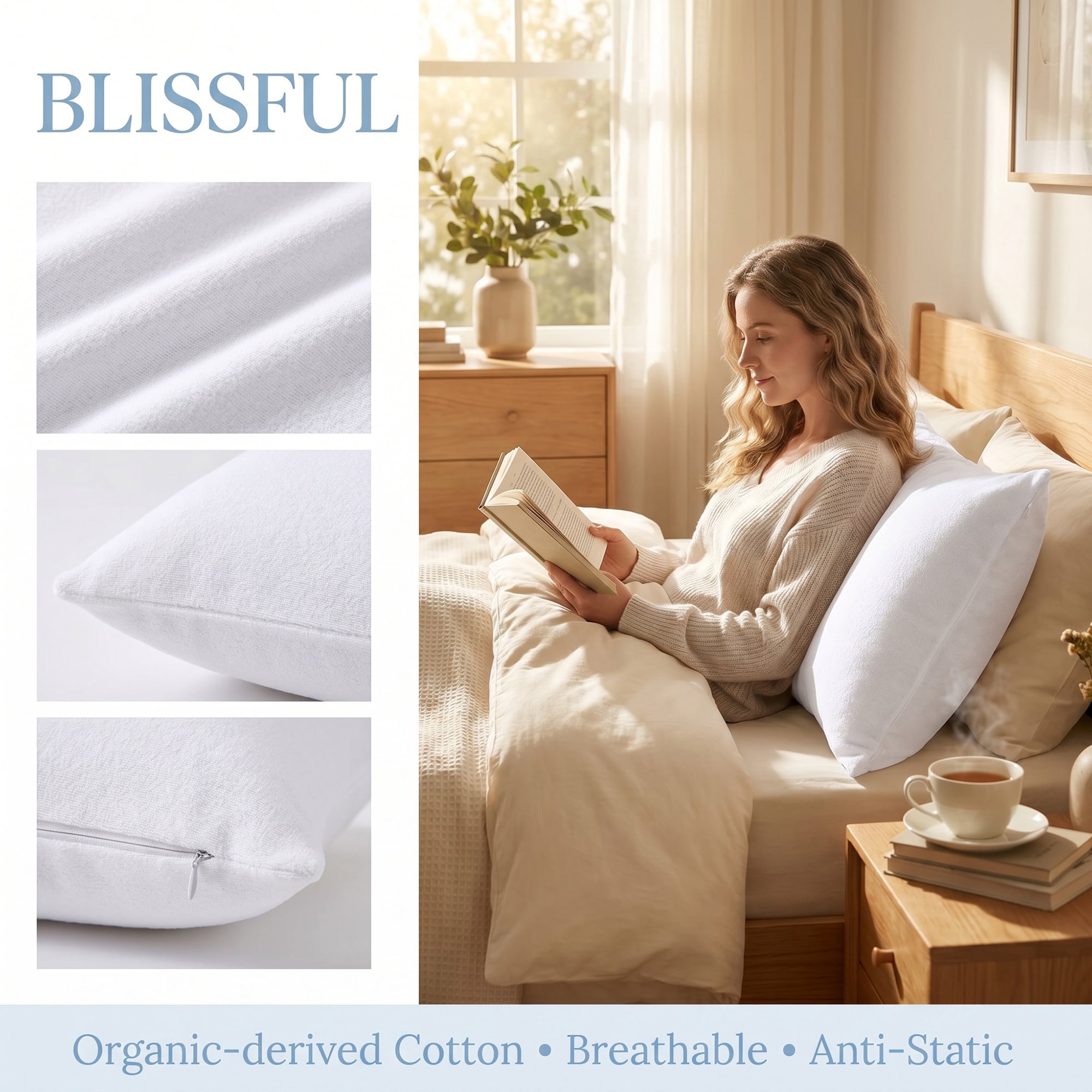 Unique Bargains 2Pcs Standard Size Waterproof Polyester Pillowcases White 20" x 26"