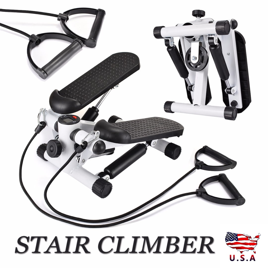Mini LCD Display Twist Stepper Exercise & Arm Cords Stair Climber Fitness Swing 