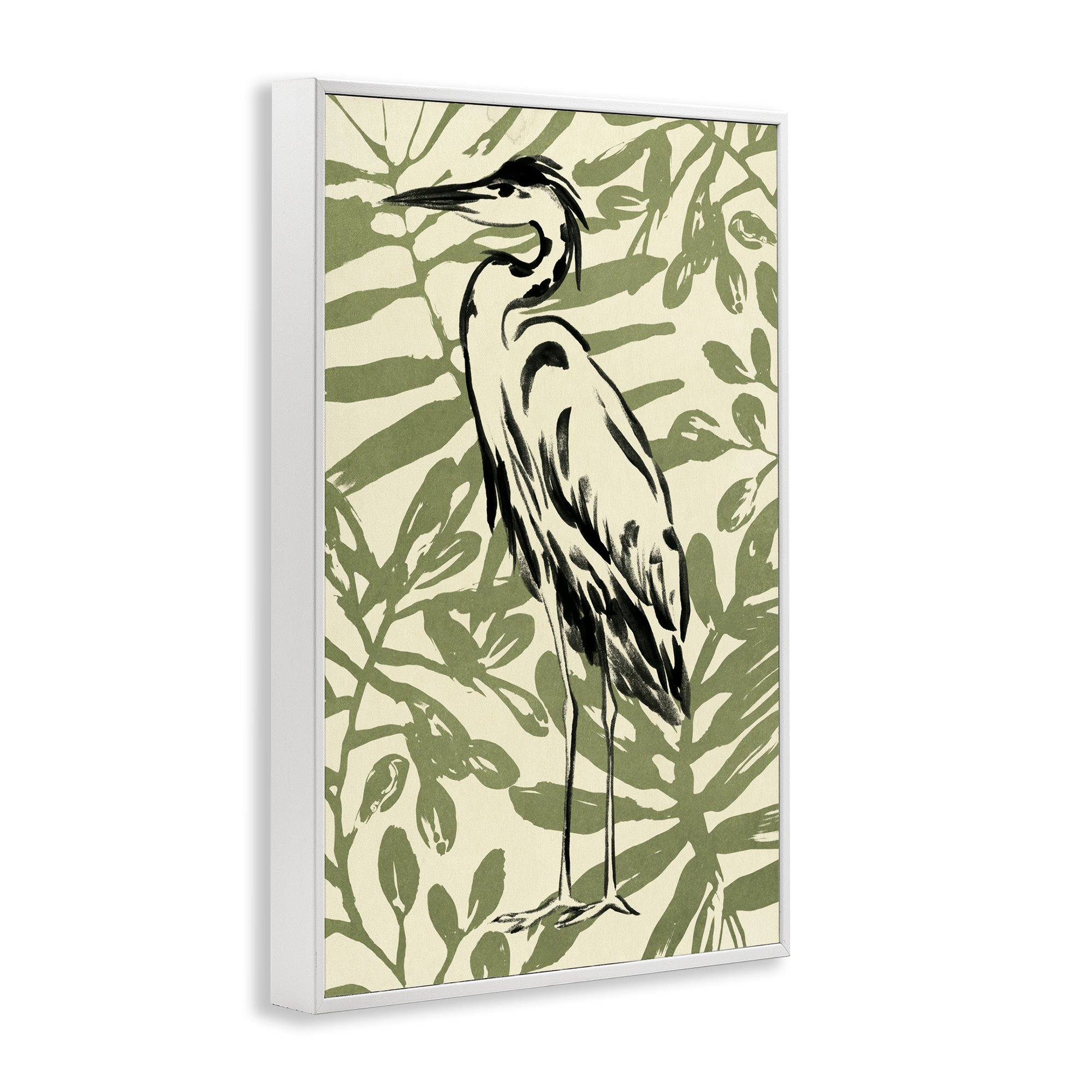 Stupell Industries Brushed Heron Portrait Animals & Insects Painting White Framed Art Print Wall Art, 16 x 24